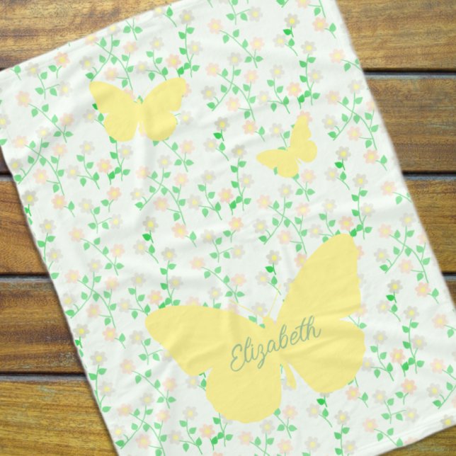 Garden Butterflies Floral Fleece Blanket (Creator Uploaded)