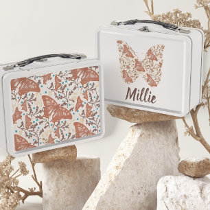 Garden Butterfly boho Metal Lunch Box
