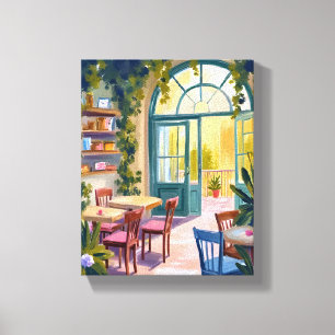 Garden Cafe   Botanical Watercolor Painting Canvas Print