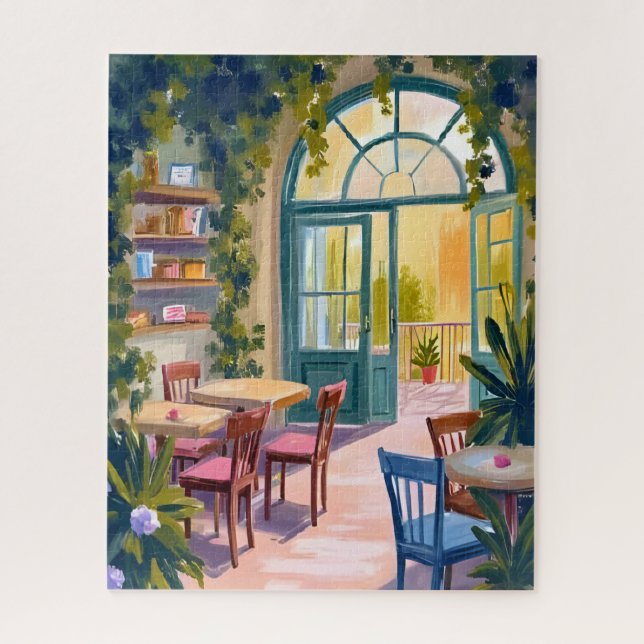 Garden Cafe | Botanical Watercolor Painting Jigsaw Puzzle (Vertical)