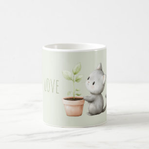 Garden Cat with Plant love Coffee Mug