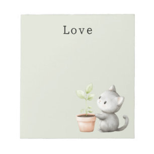 Garden Cat with Plant Love Notepad