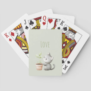 Garden Cat with Plant Love Playing Cards
