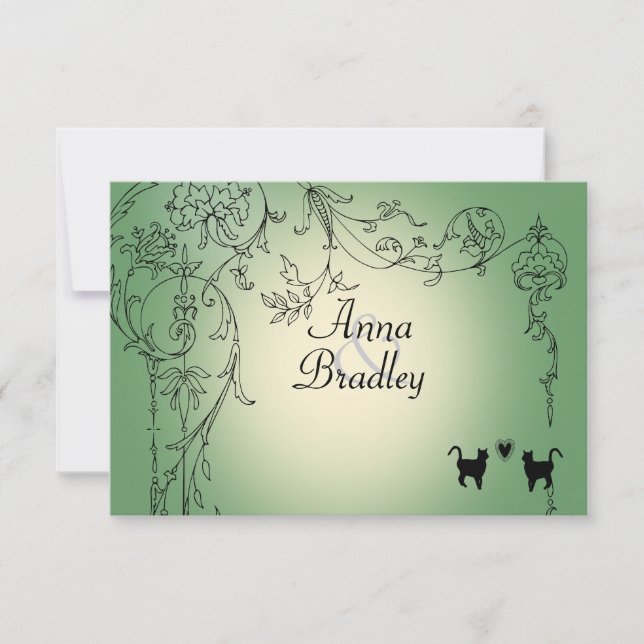 Garden Cats RSVP with envelopes Card (Front)