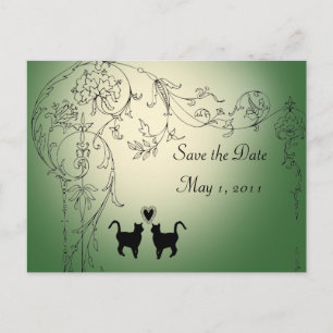 Garden Cats Save the Date Announcement Postcard