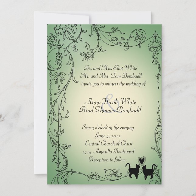 Garden Cats Wedding Invitation (Front)