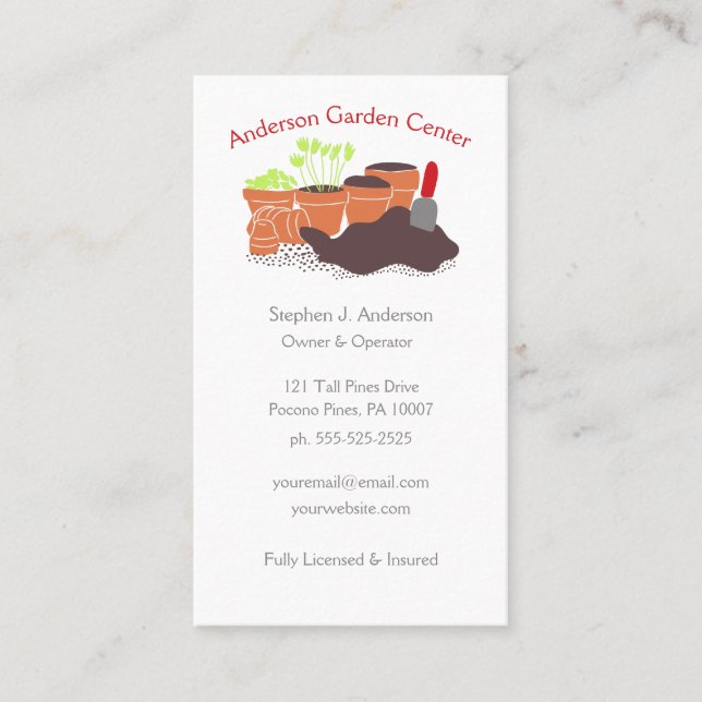 Garden Center Gardening Flower Pots Business Card (Front)