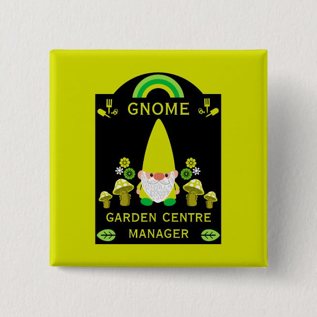 Garden Centre Gnome 15 Cm Square Badge (Front)