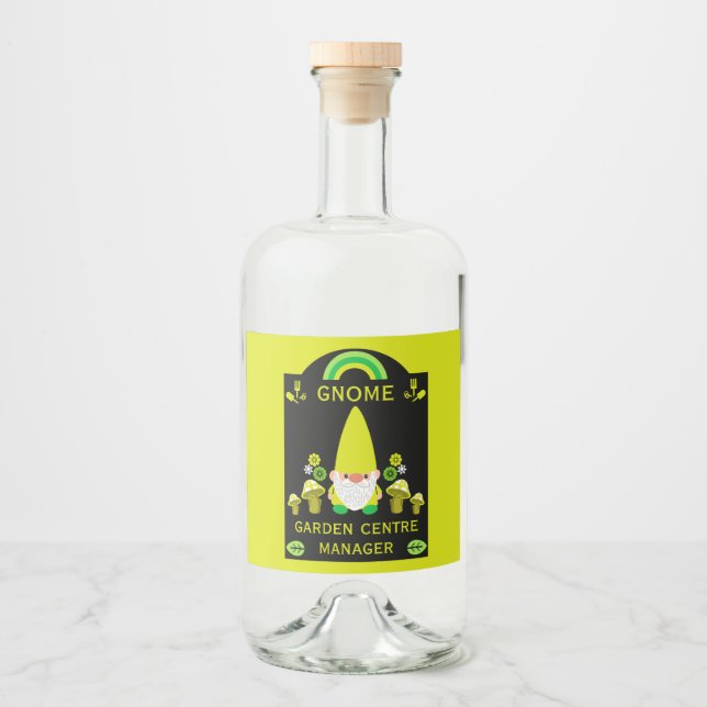 Garden Centre Gnome Liquor Bottle Label (Front)