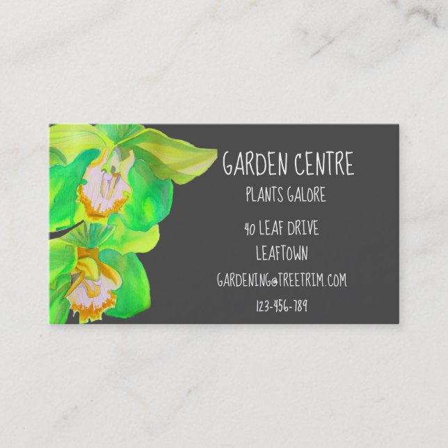 Garden centre modern simple orchid flower business card (Front)