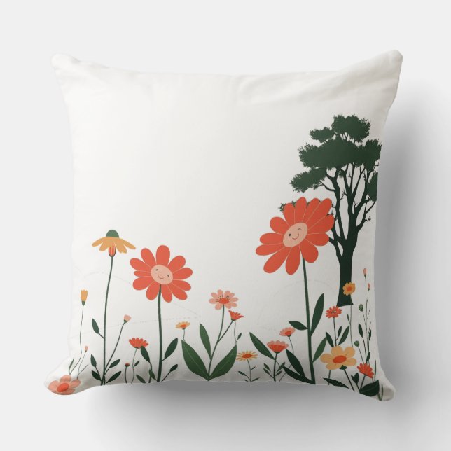 Garden Charm – Colourful Botanical Pillow (Front)