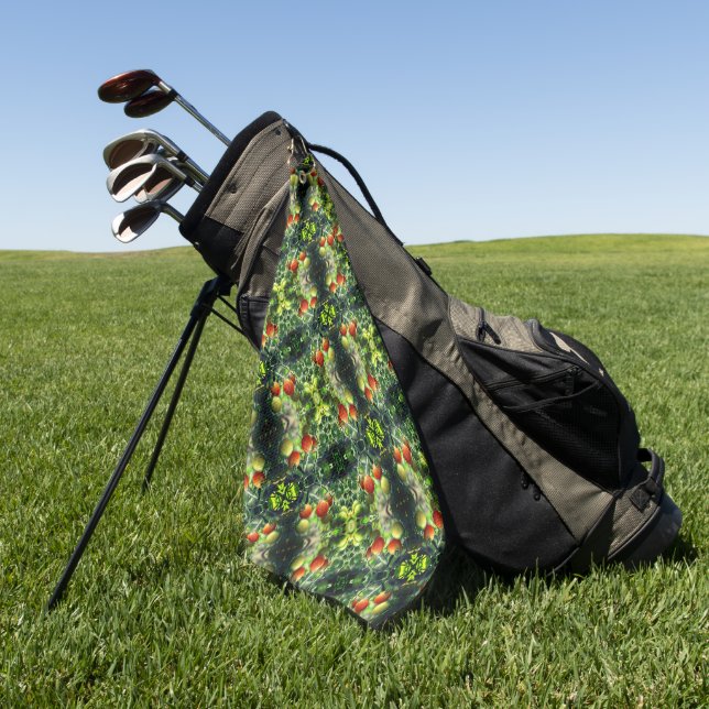 Garden Cherry Tomatoes Abstract Nature      Golf Towel (Green)