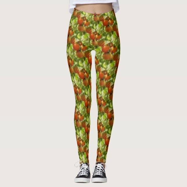 Garden Cherry Tomatoes Nature Pattern Leggings (Front)