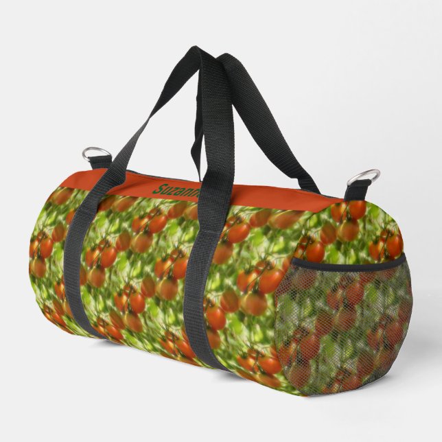 Garden Cherry Tomatoes Nature Pattern Personalised Duffle Bag (Right Corner)