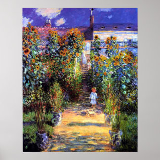  Garden Claude Monet Summer Sunflower Flowers  Poster