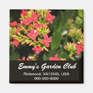 Garden club magnet, red garden flowers magnet