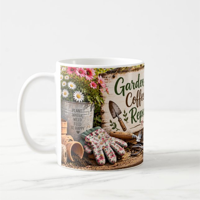 Garden Coffee Repeat Gardening Mug (Left)