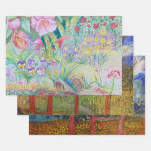 Garden colourful flat wrapping paper sheet