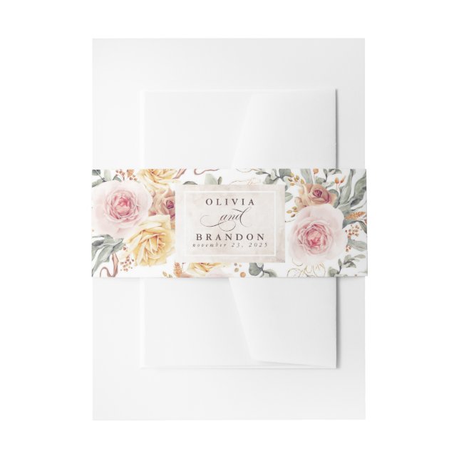 Garden Colourful Flowers Wedding Invitation Belly Band (Front Example)