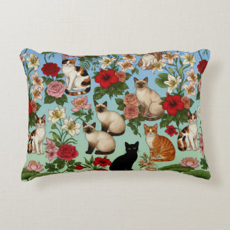 Garden Companions – Floral Cats in Bloom Decorative Cushion