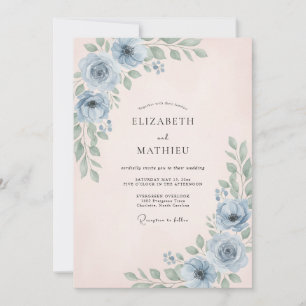 Garden Cornflower Leafy Wedding Invitation