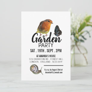 Garden Creatures, Rustic Garden Party Invitation