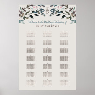Garden Crest   Eggshell Alphabetical Seating Chart