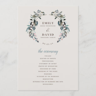 Garden Crest Eggshell Floral Wedding Ceremony Programme