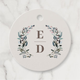 Garden Crest   Eggshell   Wedding Monogram Favour Tags