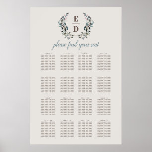 Garden Crest   Eggshell   Wedding Seating Chart