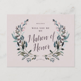 Garden Crest Floral Mauve Purple Matron of Honour Invitation