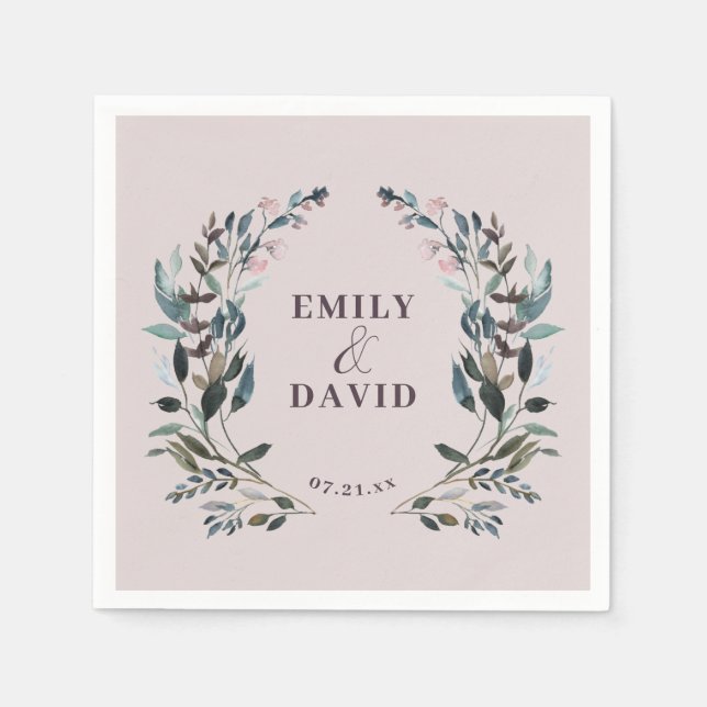 Garden Crest Floral Wedding Mauve Purple Napkin (Front)