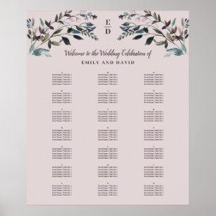 Garden Crest Mauve Alphabetical Seating Chart