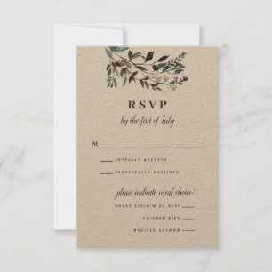 Garden Crest Mauve Floral Menu Options Wedding