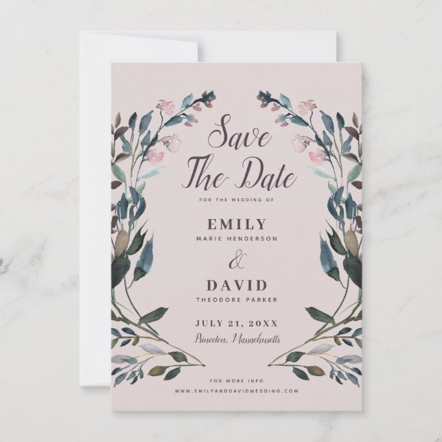 Garden Crest | Mauve Purple Wedding Save The Date (Front)