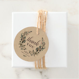 Garden Crest Rustic Kraft Floral Wedding Thank You Favour Tags