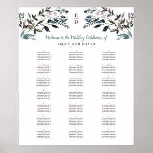Garden Crest White Alphabetical Seating Chart