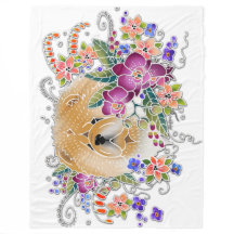 GARDEN DANCE CHOW white- Fleece Blanket 3 sizes