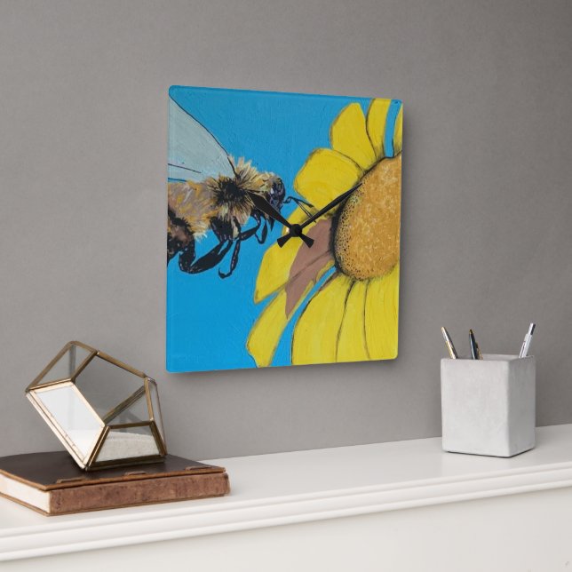 'Garden Dance' Painting on a  Square Wall Clock (Office)