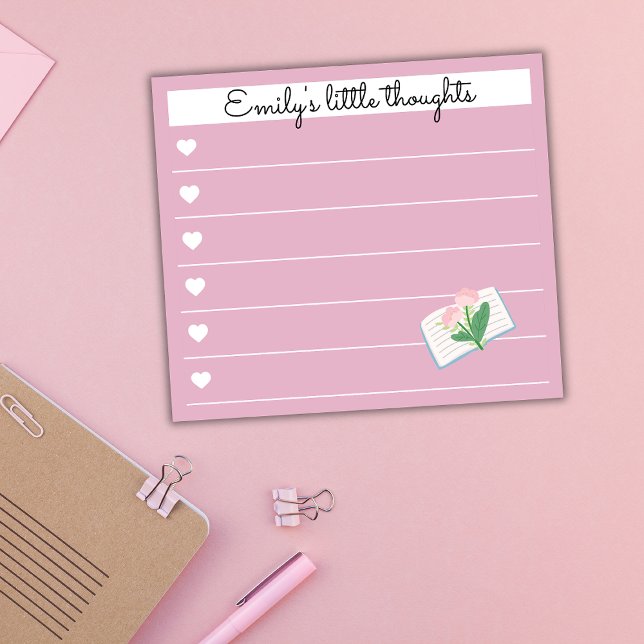 Garden Day Dreams – Heart & Floral Personalized  Post-it Notes (Creator Uploaded)