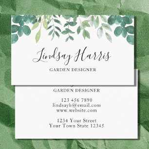 Garden Designer Watercolor Eucalyptus Foliage  Business Card