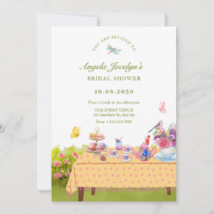 Garden dining table nature bridal shower invitation