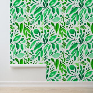 Garden Dream-Lush Green Watercolor Botanical   Wallpaper
