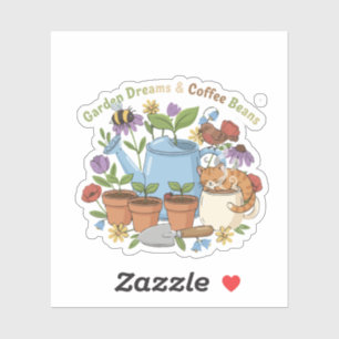 Garden Dreams & Coffee Beans Cute Cat Cottagecore 