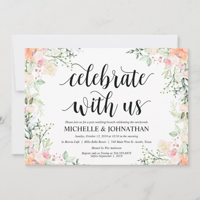 Garden Elegance Floral Post Wedding Brunch Invites (Front)