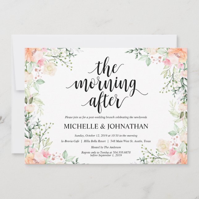 Garden Elegance Floral Post Wedding Brunch Invites (Front)