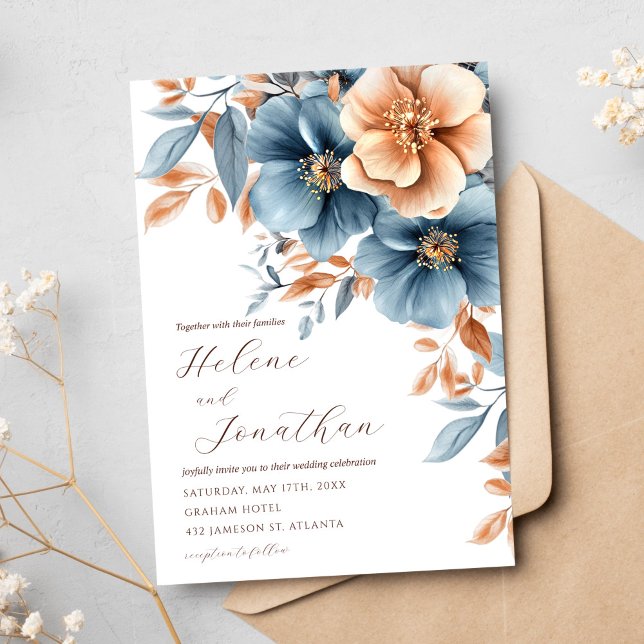 Garden Elegant Dusty Blue Terracotta Wedding Invitation (Garden Elegant Dusty Blue Terracotta Wedding Invitation)