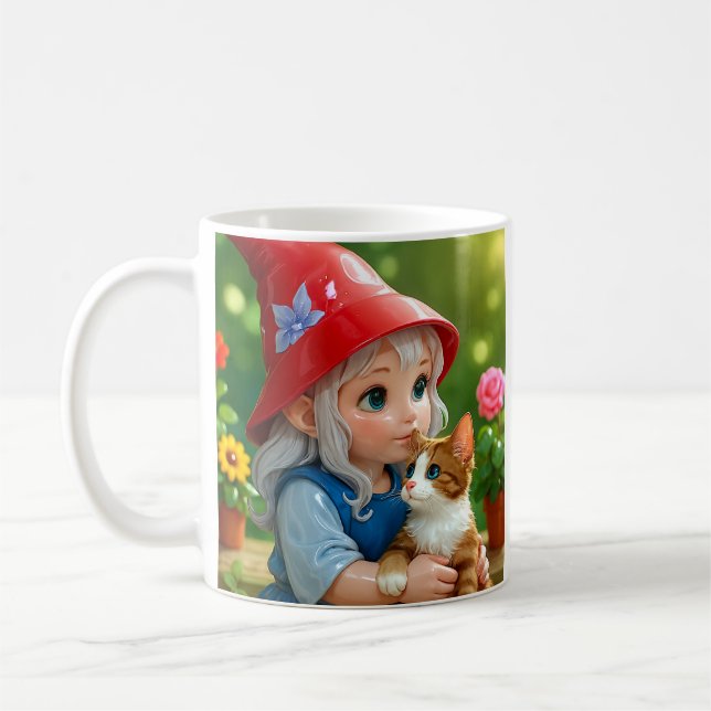 Garden Elf Cat  Coffee Mug (Left)