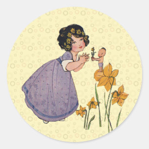 Garden Elf Daffodil Fairyland Spring Easter Classic Round Sticker