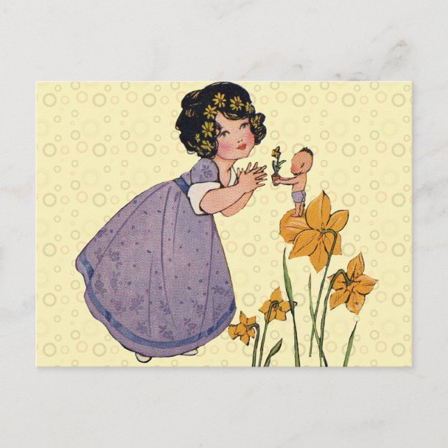 Garden Elf Daffodil Fairyland Spring Easter Postcard (Front)